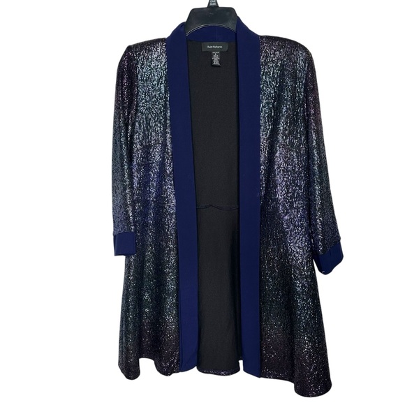R&M Richards Metallic Open Front Blazer Jacket, Cardigan, Fairy, Size 6 - Picture 2 of 10